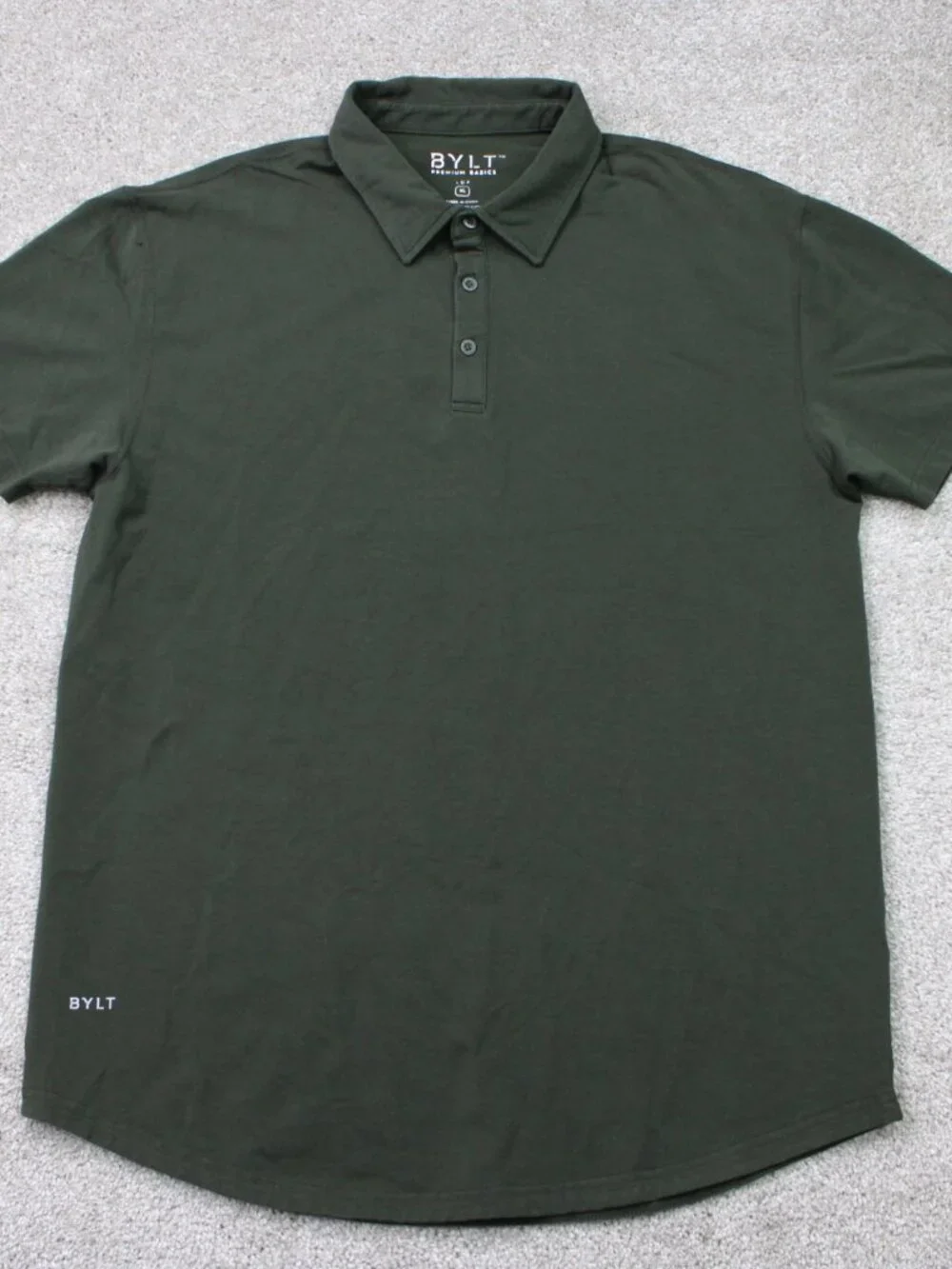 BYLT Lux Polo Shirt Mens XL Green XDC Drop Cut Stretch Short Sleeve Pullover